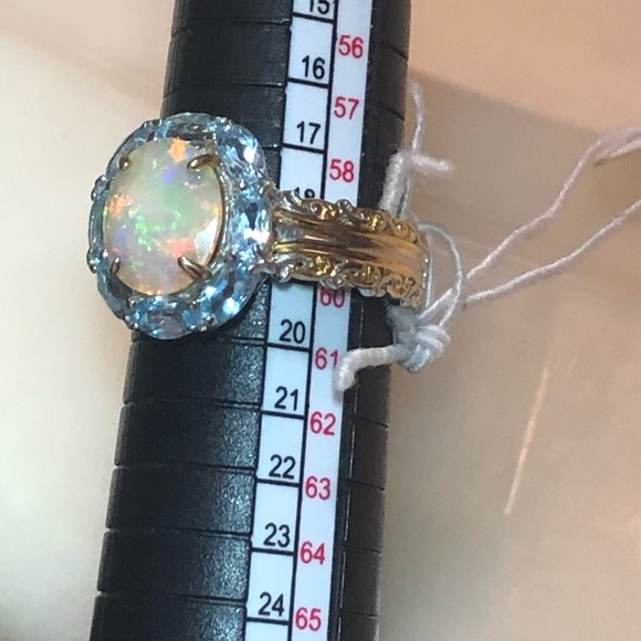 🐬MARKDOWN SALE111 NWT Gems enVogue PalladiumSilver Opal&Topaz Ring - Picture 12 of 16